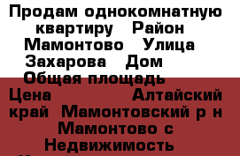 Продам однокомнатную квартиру › Район ­ Мамонтово › Улица ­ Захарова › Дом ­ 61 › Общая площадь ­ 25 › Цена ­ 750 000 - Алтайский край, Мамонтовский р-н, Мамонтово с. Недвижимость » Квартиры продажа   . Алтайский край